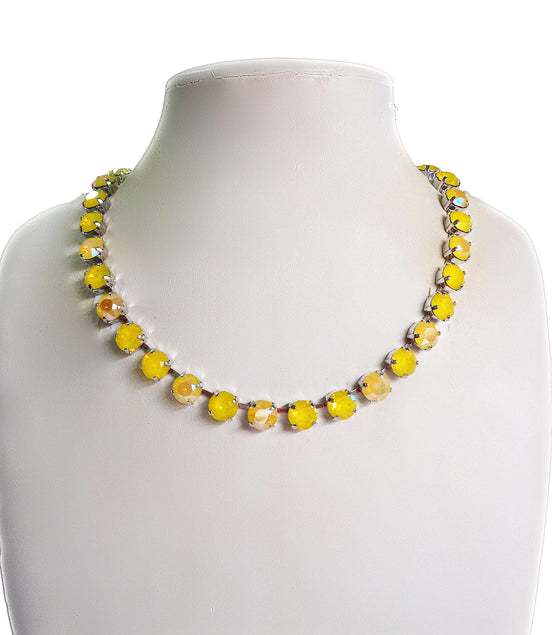 DAFFODIL GARDEN Austrian crystal tennis necklace,yellow opal shimmer