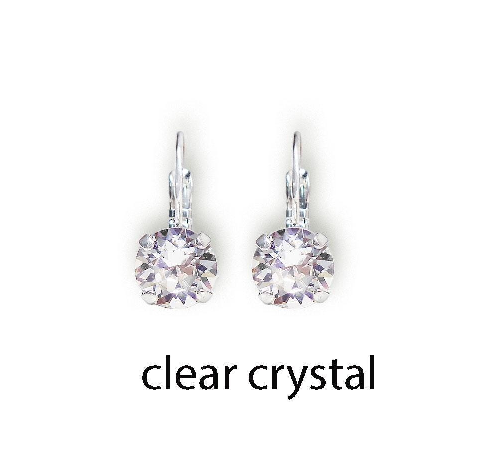 Crystal  silver plated drop earrings,choose your colour