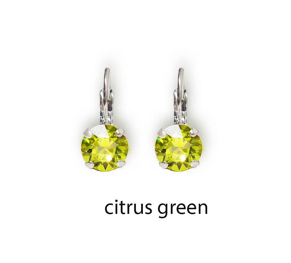 Crystal  silver plated drop earrings,choose your colour