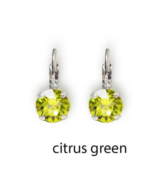 Crystal  silver plated drop earrings,choose your colour