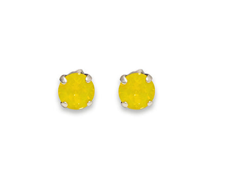 Crystal  stud earrings yellow opal,antique silver