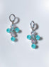Crystal drop  cross earrings mint green,clear crystal,silver plated