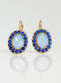 GEMMA Crystal  large oval drop earrings white opal,blue, gold plated