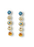 Crystal floral design stud and drop earrings lemon and blue ,silver plated