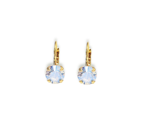 Crystal drop earrings ,clear moonlight,18k gold plated
