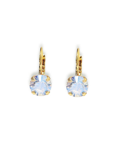 Crystal drop earrings ,clear moonlight,18k gold plated