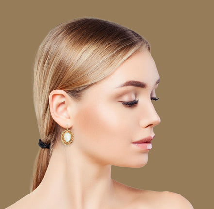 CLEMENTINE Crystal  large oval drop earrings  topaz,white,gold plated