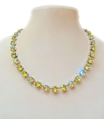 CITRUS DELIGHT Austrian crystal tennis style  necklace, citrus green shimmer