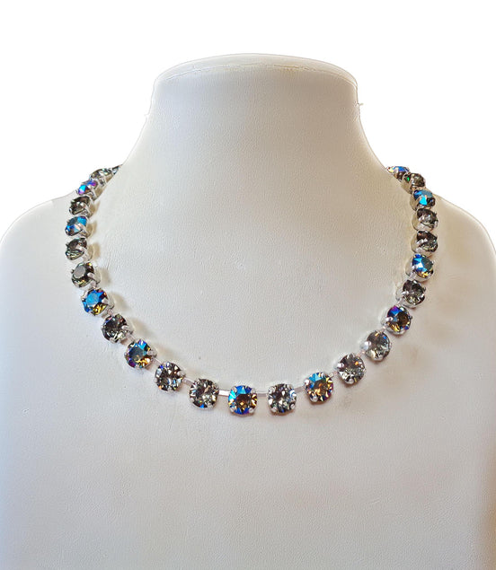 BLACK BEAUTY Austrian crystal tennis necklace, black diamond shimmer
