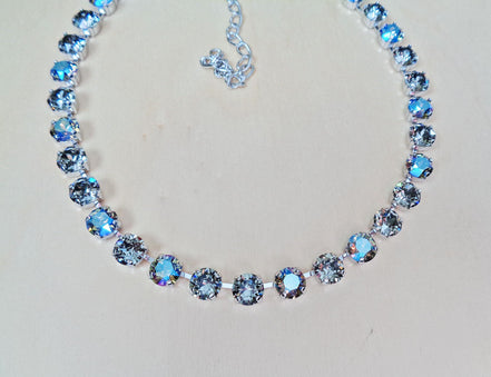 BLACK BEAUTY Austrian crystal tennis necklace, black diamond shimmer