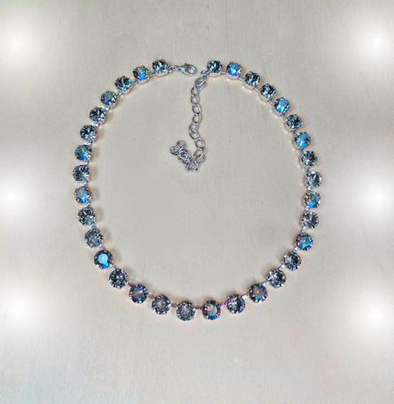 BLACK BEAUTY Austrian crystal tennis necklace, black diamond shimmer