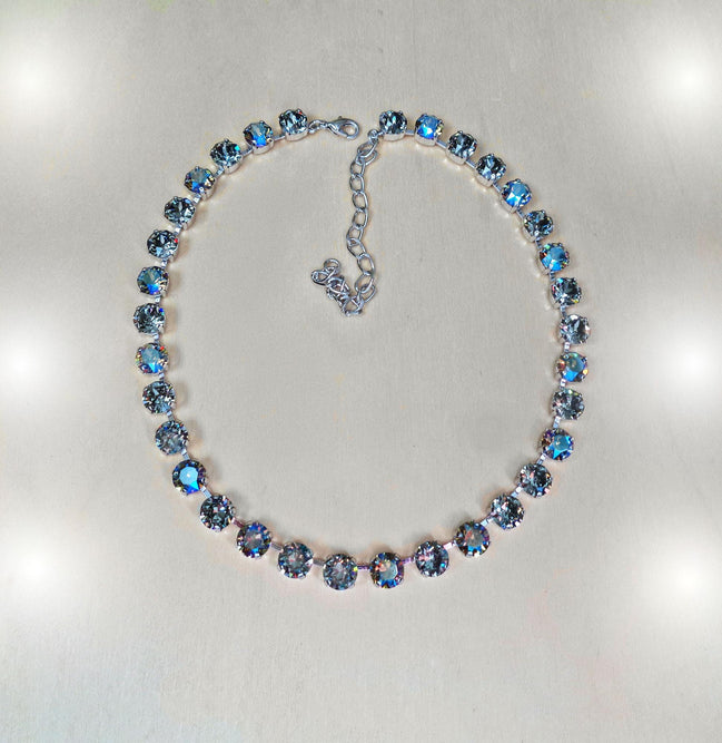 BLACK BEAUTY Austrian crystal tennis necklace, black diamond shimmer
