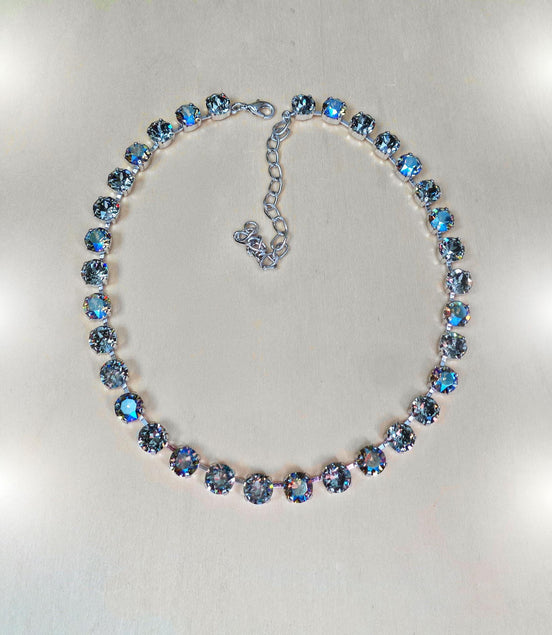 BLACK BEAUTY Austrian crystal tennis necklace, black diamond shimmer