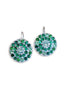 NEPHELE Large crystal floral design drop earrings,green ,rhodium silver