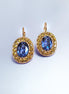 AVALON  Crystal  large oval drop earrings tanzanite,gold plated