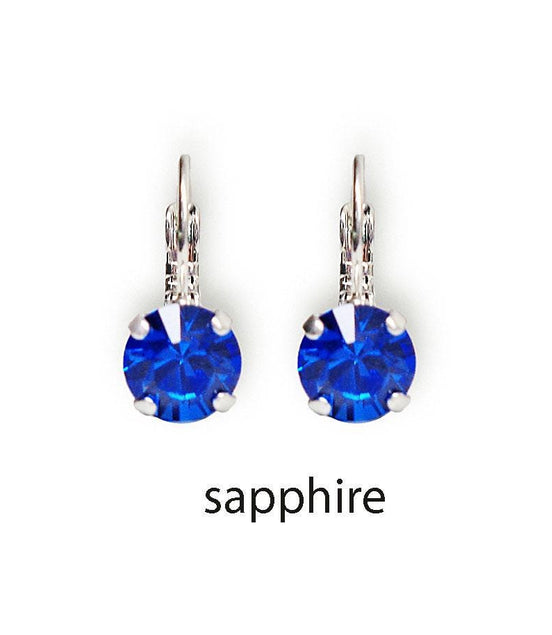 Crystal  silver plated drop earrings,choose your colour