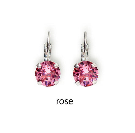 Crystal  silver plated drop earrings,choose your colour