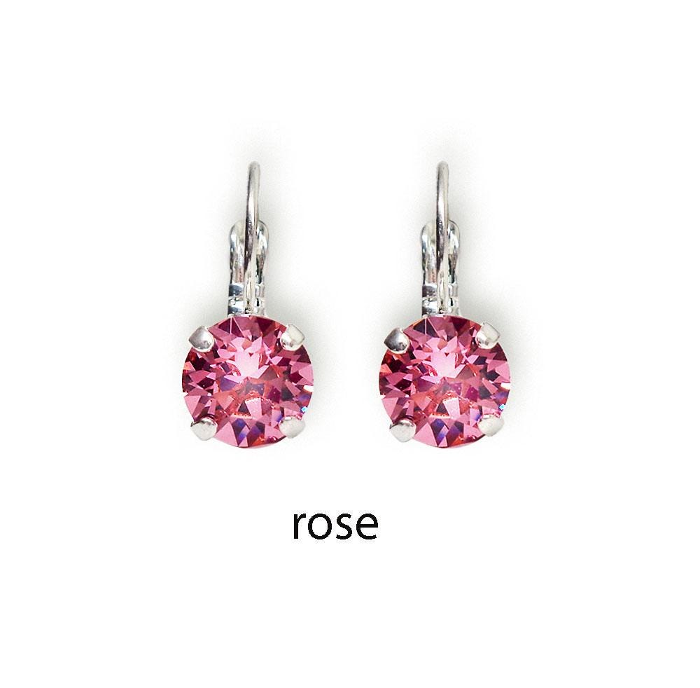Crystal  silver plated drop earrings,choose your colour