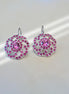 HARLOW crystal swirl design drop earrings,fuchsia,rhodium silver