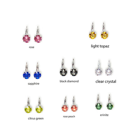 Crystal  silver plated drop earrings,choose your colour
