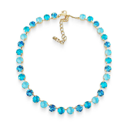 TROPICAL SEA crystal tennis necklace,soft mint,light turquoise,gold plated