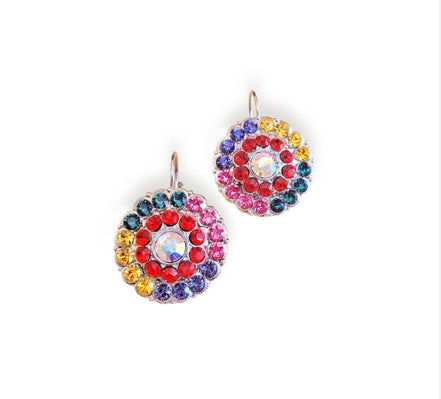 HARPER Large crystal floral design drop earrings,multicolour,rhodium silver
