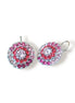 ROSY Large crystal floral design drop earrings,pink shades,rhodium silver