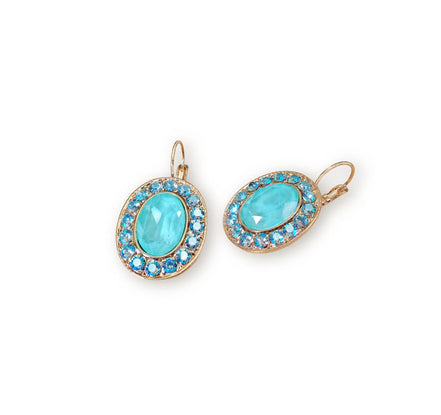 ELLERY  Crystal  large oval drop earrings mint green gold plated