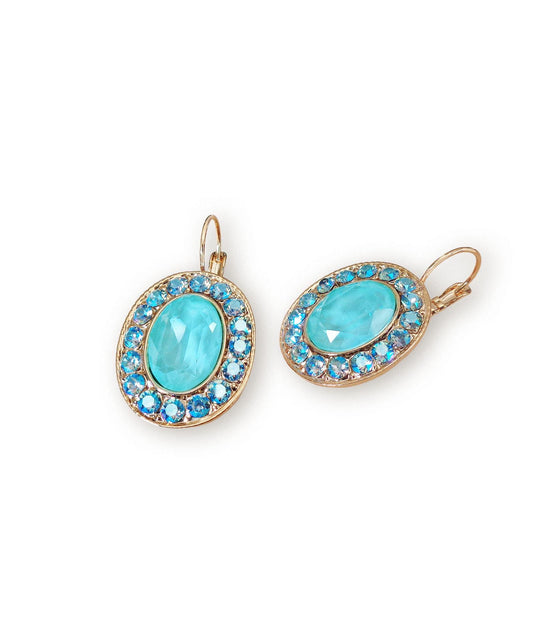 ELLERY  Crystal  large oval drop earrings mint green gold plated