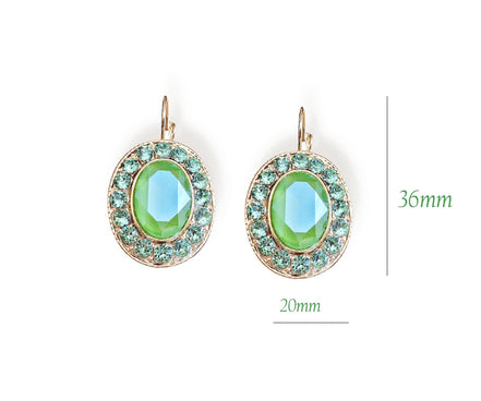 DAPHNE Crystal  large oval drop earrings peridot green, gold plated