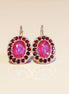 AMANDA,crystal oval drop earrings,ruby,lotus pink ,yellow gold