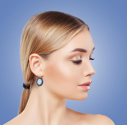 GEMMA Crystal  large oval drop earrings white opal,blue, gold plated