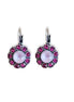 CASSIA crystal floral drop earrings,pink ,antique silver