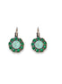 DAHLIA crystal floral drop earrings,bright green,antique silver