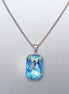 Collier pendentif en pierre rectangulaire fantaisie grand cristal Swarovski 27X18,5 mm aigue-marine, chaîne en acier inoxydable