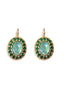 BLYTHE  Crystal  large oval drop earrings majestic green, gold plated