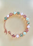 Crystal tennis bracelet ,pastel green and pink,rose gold plated