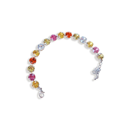 LEMON SUNDAE Austrian crystal tennis bracelet multicolour,rhodium silver