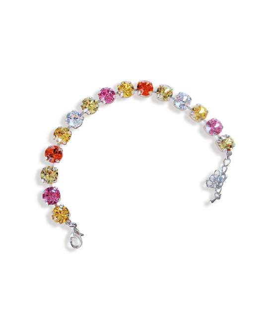 LEMON SUNDAE Austrian crystal tennis bracelet multicolour,rhodium silver