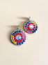 HARPER Large crystal floral design drop earrings,multicolour,rhodium silver