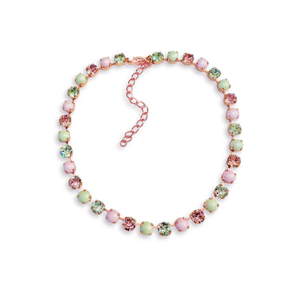 PURE INNOCENCE crystal and pearl necklace,pastel green ,pink,rose gold