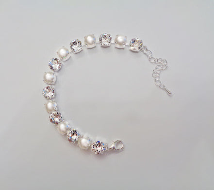 CLEAR GLAMOUR Crystal tennis bracelet white,clear,rhodium silver