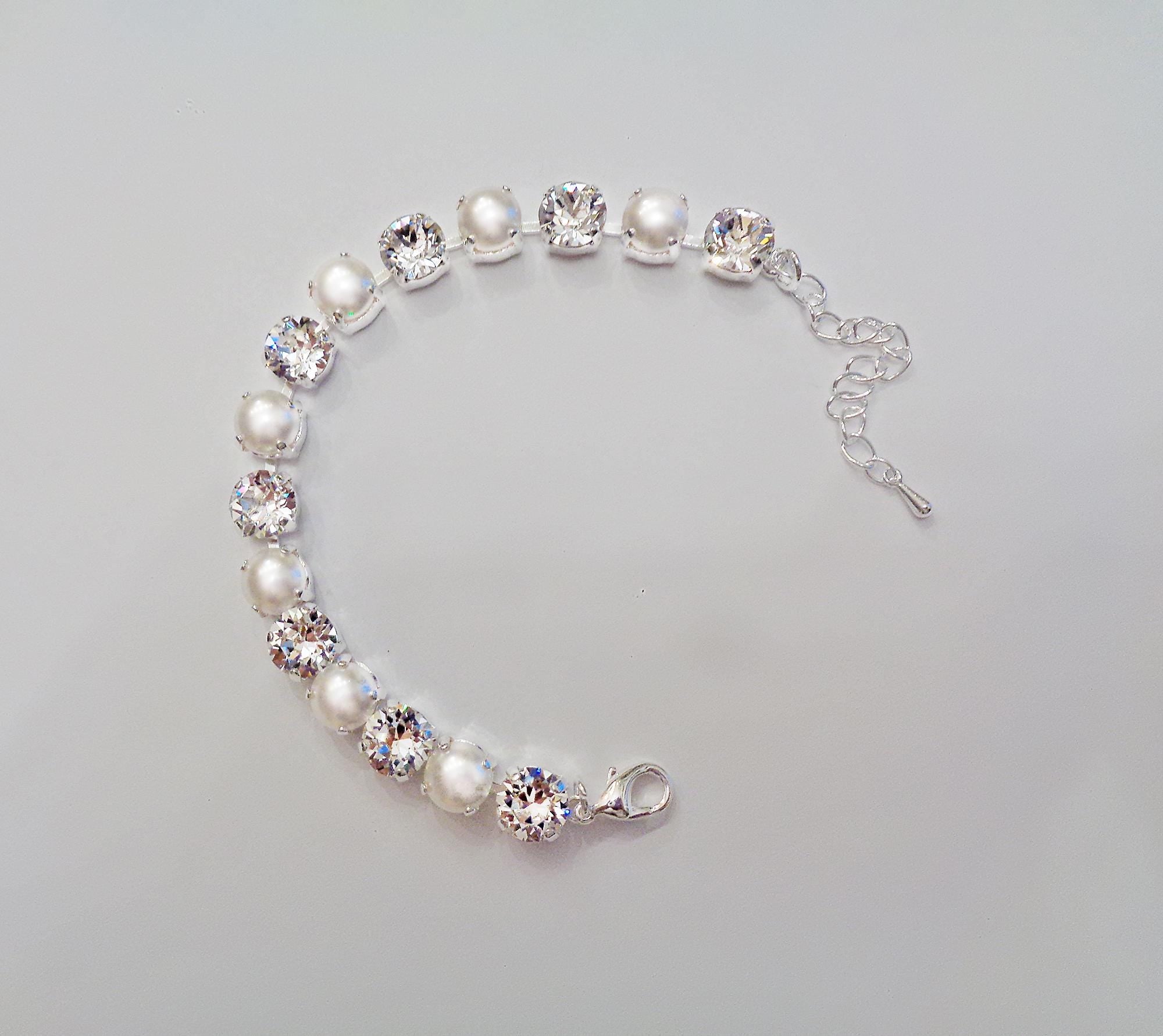 CLEAR GLAMOUR Crystal tennis bracelet white,clear,rhodium silver