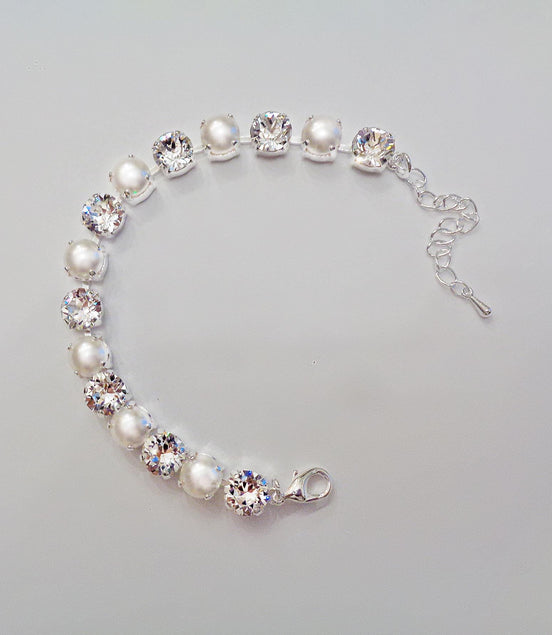 CLEAR GLAMOUR Crystal tennis bracelet white,clear,rhodium silver