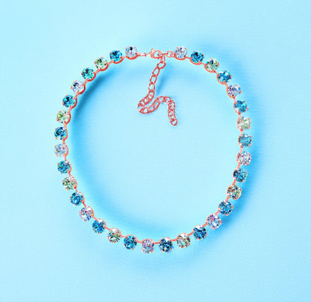 POOL PARTY crystal necklace alight blue,green,rose gold