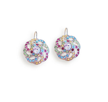 LULU crystal swirl design drop earrings,multicolour,rhodium silver