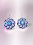 INDIGO crystal swirl design drop earrings,dark sapphire ,rhodium silver