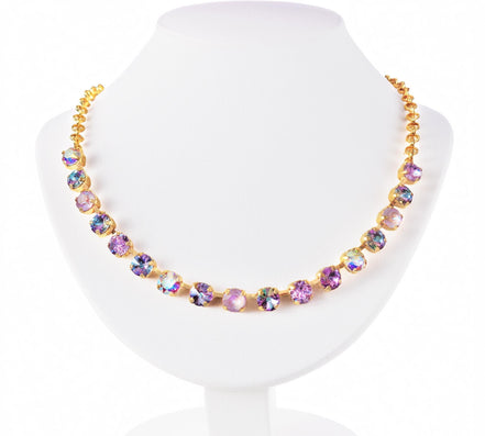 Crystal  chain necklace purple tones