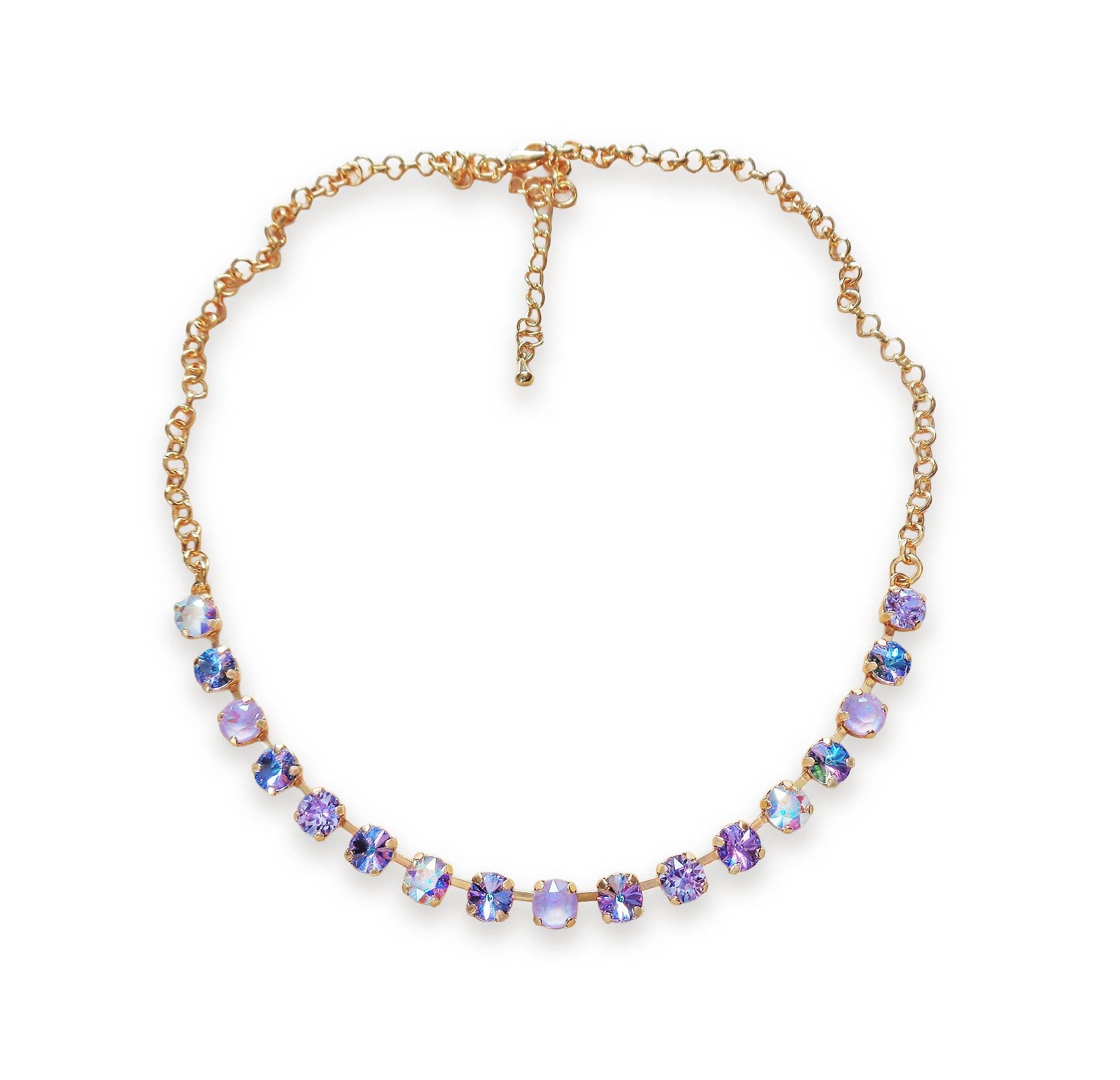 Crystal  chain necklace purple tones