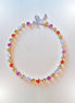LEMON SUNDAE Austrian crystal  tennis necklace, multicolour ,rhodium silver plated